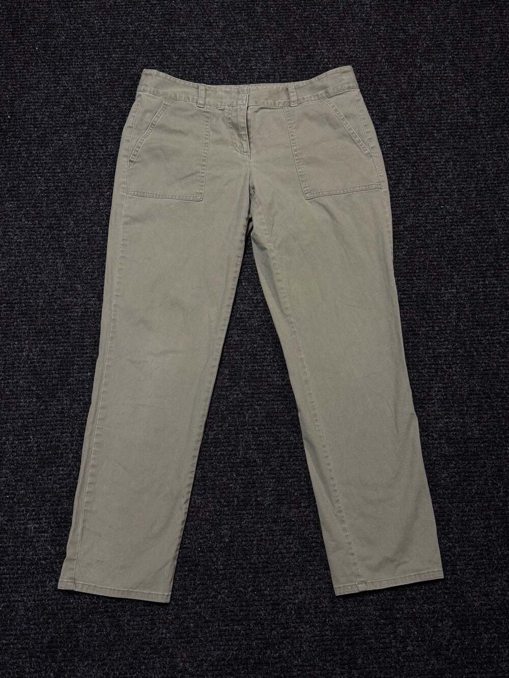 J.Crew Women’s Olive Green Cotton Utility Casual Pants With Front Patch Pockets